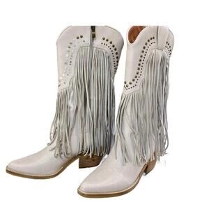 NEW LET'S SEE STYLE women's beastly fringe boots in grey